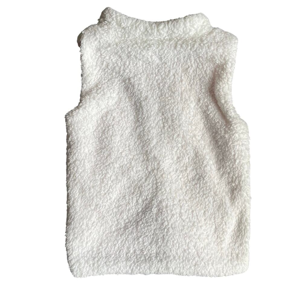 Catherine Malandrino Girls Small 5-6 Faux Fur Fleece Vest Gold Sparkle Hearts - Picture 2 of 9